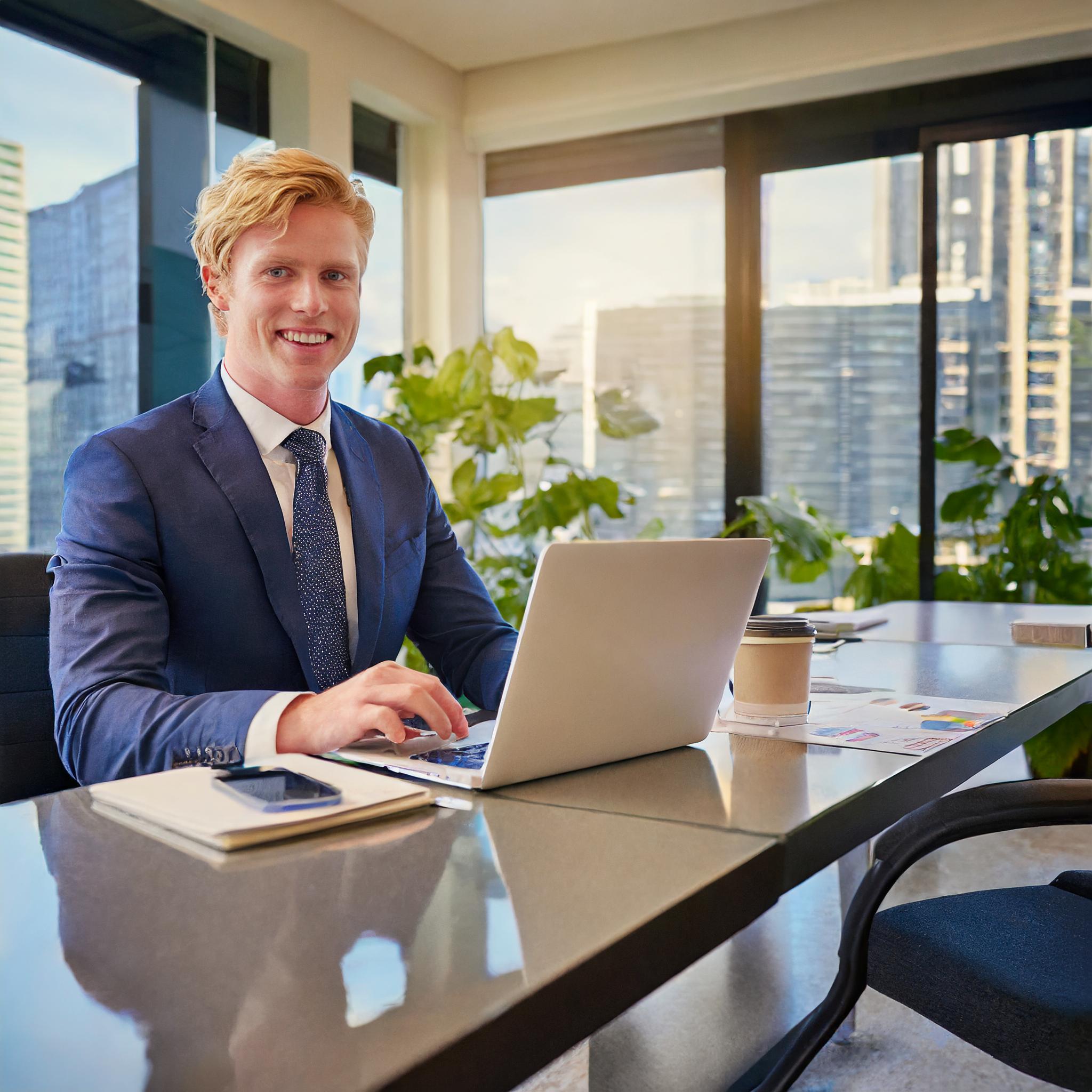 Moderne Büroumgebung mit Laptops und Finanzdokumenten